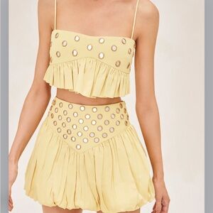 ALEXIS Zinn Mini Skirt in yellow and matching top